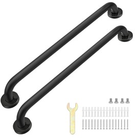 sunzone Barra de Seguridad para Baño 2pc,60cm Pasamano Acero Inoxidable,Barras De Seguridad Apoyo Pasamano,Seguridad para Baño para Discapacitados,Barra de Agarre para Bañera o Ducha,Negro