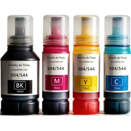 Yellumyn Ink Bottles Compatible with Epson 544 T544 Compatible for Ecotank L1210 L1250 L3210 L3250 L3251 L3260 L5290 Printers 4-Pack