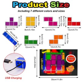 Vmxlso Stackable Night Light Children, 7 Colours Induction Interlocking Desk Lamp LED, 3D Puzzles Bedside Lamp Children, DIY Tangram Puzzles Toy Night Lamp Gifts for Boys Girls