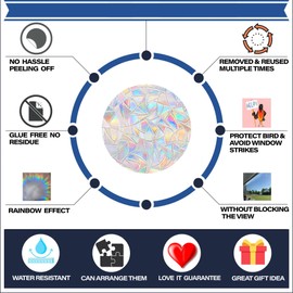 26 Pcs Snowflake and Star Window Decals for Bird Strikes - Anti-Collision Window Decals to Save Birds from Window Collisions,Non Adhesive Reusable Vinyl Rainbow Christmas Winter Window Stickers