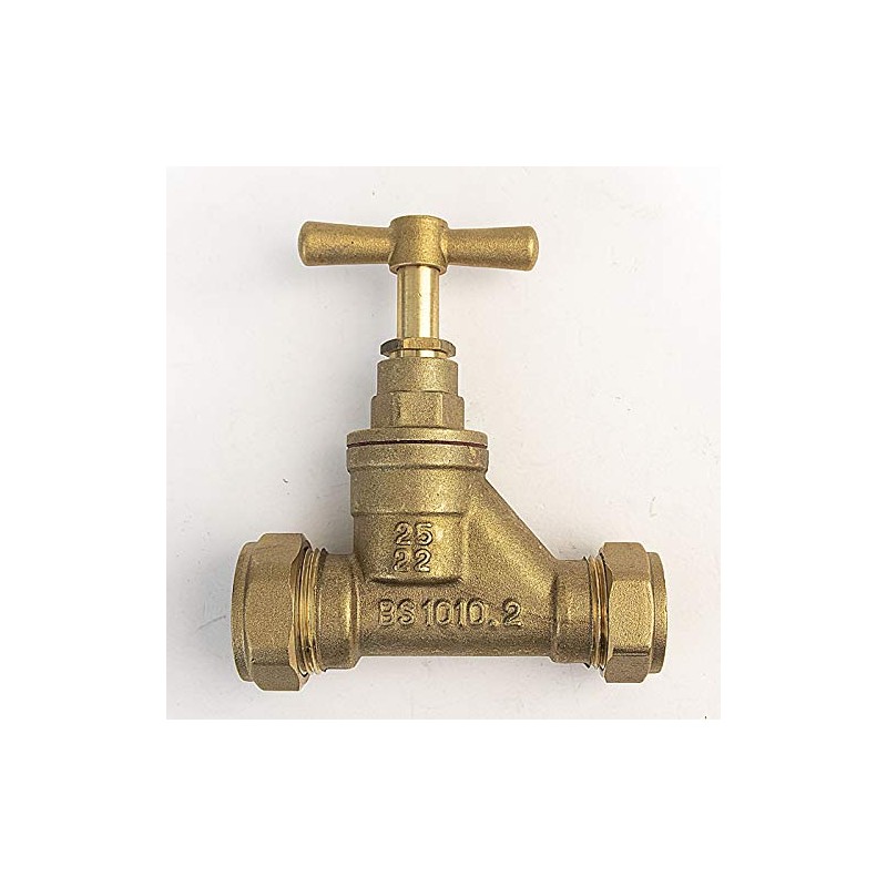 FtD BRASS Compression STOPCOCK DZR 22mm Copper x 25mm MDPE