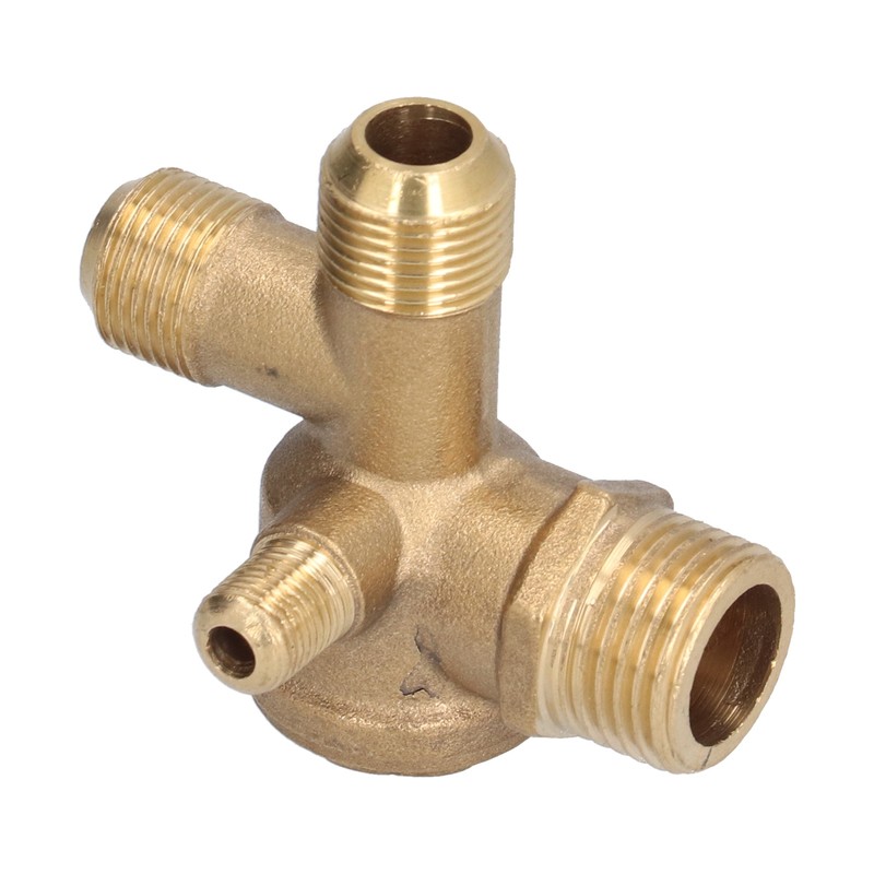 Air Compressor Valve Replacement Components Brass 4 Way Double Pipe