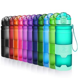 Zounich Sport Water Bottle BPA-Free Leak-Proof Water Bottle 380 ml/500 ml/700 ml/1 Litre Plastic Suitable for Jogging, Biking, Children’s School, Open with One Hand Water Bottle Filter