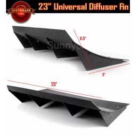 SDeelCase 23" x 9" Black Universal Rear Bumper 4 Fins Curved Diffuser Fin For Mitsubishi