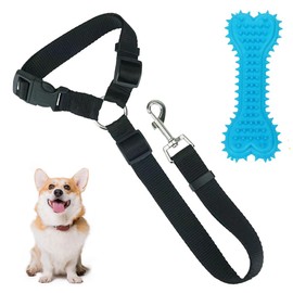 Pack of 2 dog seat belt, black dog safety belt for car, with 1 x bite-resistant dog toy to prevent your dog from chewing the car.