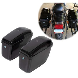 KUAFU Motorcycle Hard Saddlebags 45L W/Mount Brackets Compatible With Harley Yamaha Honda Shadow Kawasaki Vulcan VN Dyna V-Rod Vstar 650 VTX 1100 1300 Boulevard C50 Virgo 1100 Glossy Black