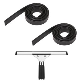 GisWell 3-Piece Replacement Wiper Rubber, 105 cm Replacement Wiper Rubber, Cut to Size, Windscreen Wiper Rubber, 1 x 25 cm Window Squeegee Included, for Windows, Bathroom and Shower, Car (Black)