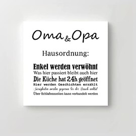 Wooden Sign Printed | "Oma & Opa" | 15 x 15 x 1.8 cm | Decorative Saying Wall | for Hanging |