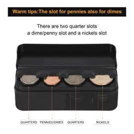 Coin Holder for Car Change Organizer Storage Money Dispenser Trucks Accessories Box, Mini Organize Coins Case Box Classic Black Premium Plastic Container Quality (Quarter, Dimes) Sorter Lid Car