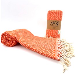 100% Cotton Turkish Beach Towels Great for Beach, Bathroom Towels Adult Travel Essentials Cruise Accessories Vacation Yoga Mat Soft Feel High Absorbent Sand Free Quick Dry (Atom Orange)