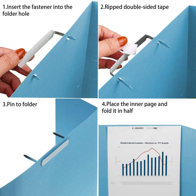 QYH Self-Adhesive Prong Paper Fasteners 2 inch Capacity,120 Fasteners/Box