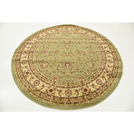 Unique Loom Voyage Collection Traditional Oriental Classic Intricate Design Area Rug (6' 0 x 6' 0 Round, Green/Ivory)