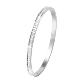 MILAKOO Silver Stainless Steel Bracelet for Women Cute Shiny Sparkly Patterned Cubic Zirconia Hinged Bangle
