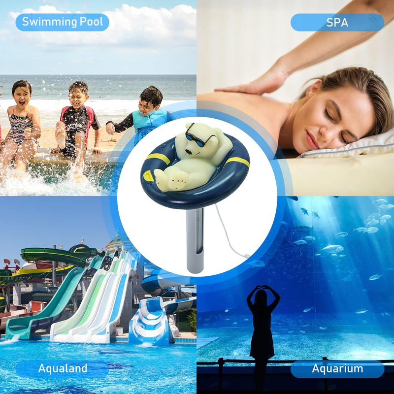 Nurdo Floating Pool Thermometer Cartoon Polar Bear Shape Water Temperature