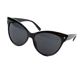 Ardisle Cat Eye Sunglasses Ladies Women Retro Vintage Shades Oversized Designer Large (Bright Black)