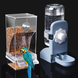 No Mess Bird Feeder Water Dispenser Set, Parakeet Cage Accessories, Bird Feeder and Waterers in Cage for Cockatiels, Finches, Lovebirds, Budgies, Canaries