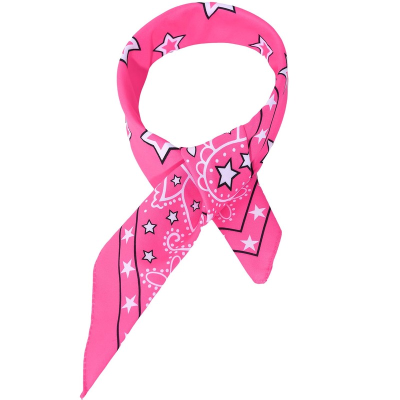 TWAYFEL Hot Pink Bandana Scarf with Star and Pattern Single