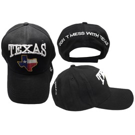Trade Winds Texas State Map Don't Mess with Texas Black 100% Cotton Adjustable Embroidered Hat Cap