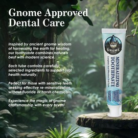 Gnome Groom Mineralizing Toothpaste, Sensitive & Whitening Formula, SLS-Free, Fluoride-Free, 10% Hydroxyapatite, Sea Salt, Xylitol, All Ages (3)