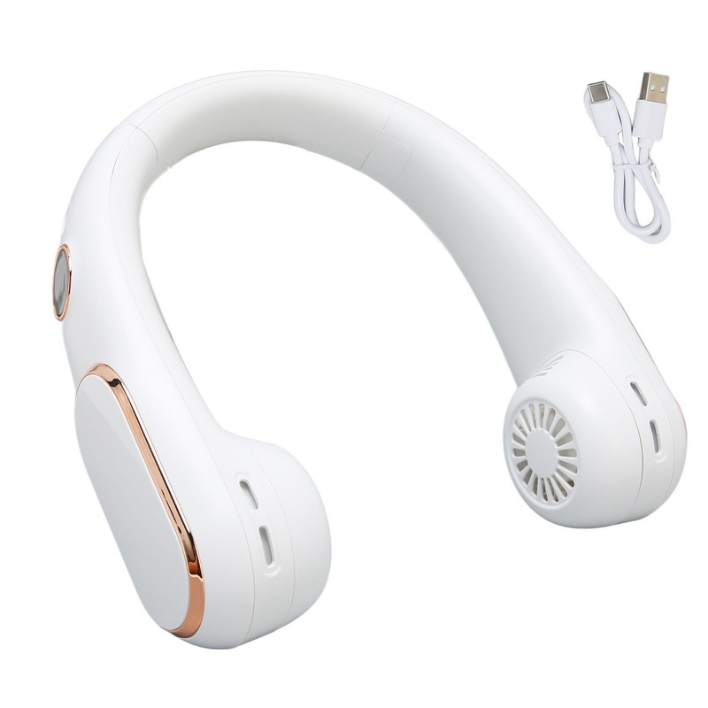 Neck Fan 4 Speeds Quiet Bladeless USB Rechargeable 2400mAh Battery