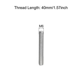 TOP-VIGOR 5Pcs M6 x 40mm Fully Threaded Rod, 304 Stainless Steel Right Hand Threads Rods, Fully Studding Rod Bar for Anchor Bolts, Clamps, Hangers and U-Bolts