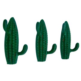 Wowser Southwestern Green Cactus Cast Iron Wall Hooks - Set of 3, 5.75-Inch Decorative Hooks