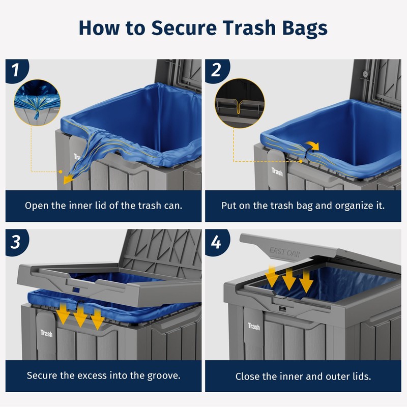 EAST OAK 31 Gallon Outdoor Trash Can | Waterproof Resin