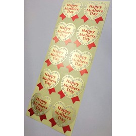 Mother's Day Stickers (100 Pieces) Heart Ribbon Shaped Flower Pattern [k-020m]