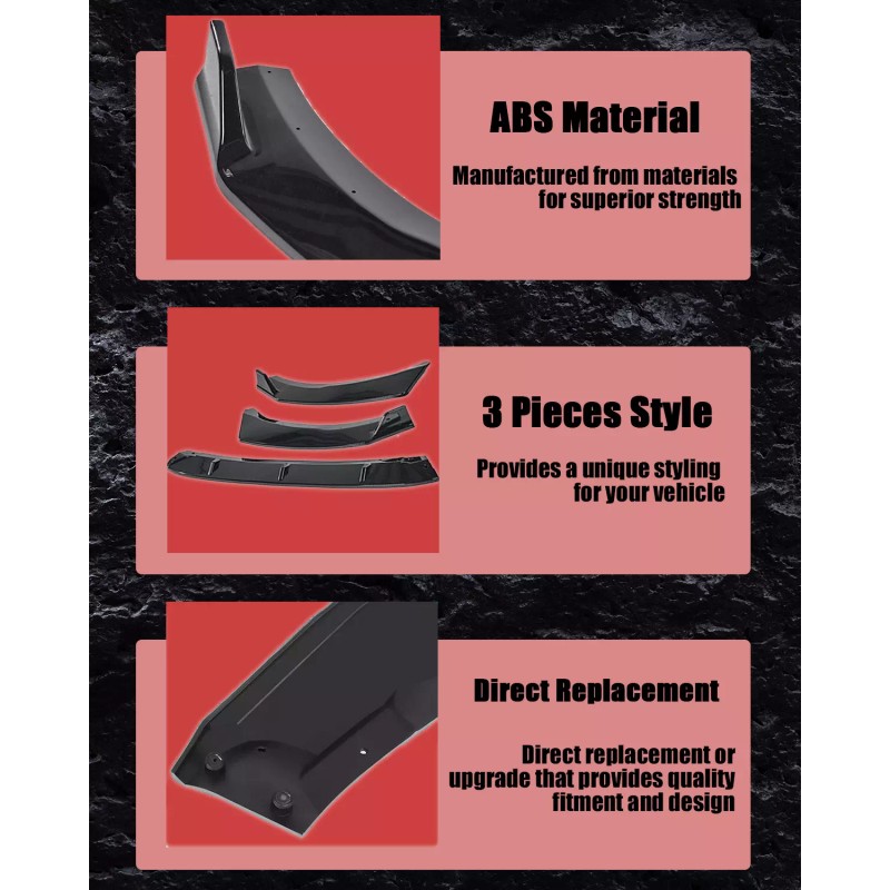 JES Motorsport Front Bumper Lip Splitter Chin Spoiler Gloss Black