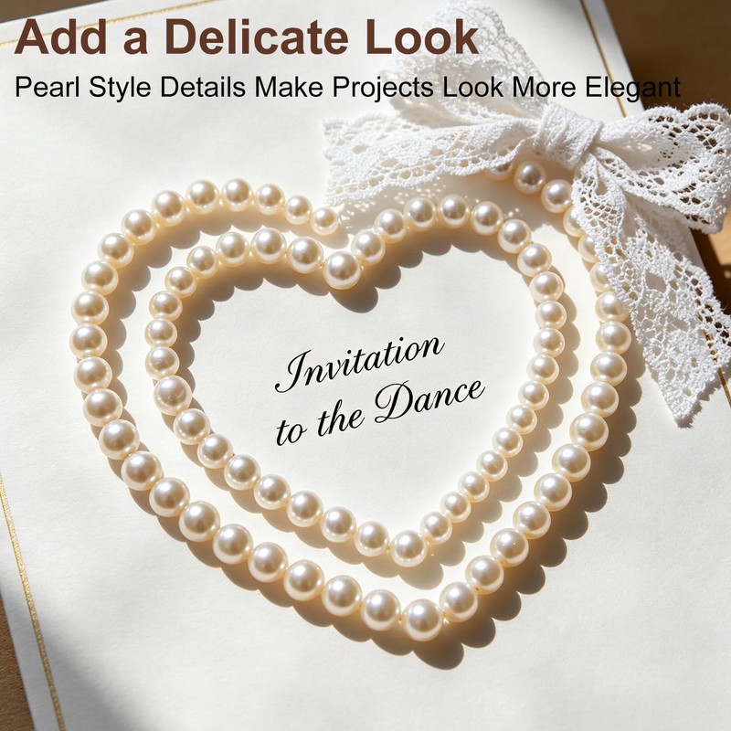 1 Roll 16.4Ft Faux Pearl Beads Garland, Pearl String with