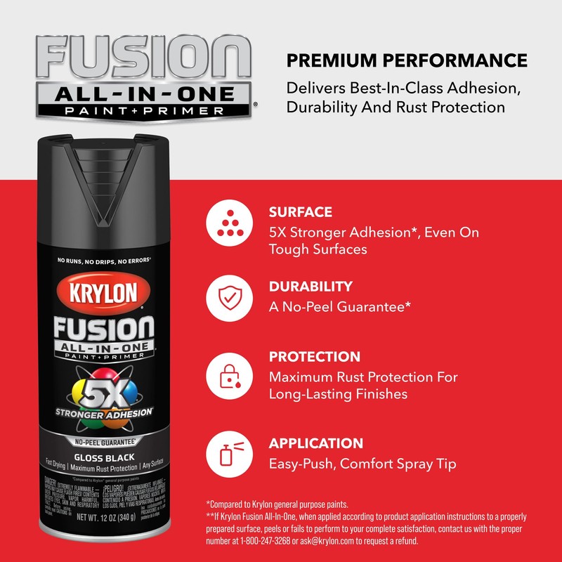 Krylon Fusion All-In-One Adhesive Spray Paint for Indoor/Outdoor Use, 12