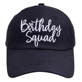 Birthday Party Hats Funny Birthday Squad Embroidery Adjustable Black Baseball Cap for Women