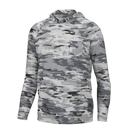 HUK Standard Waypoint Pattern Hoodie, Performance Fishing Shirt for Men, Edisto Camo-Harbor Mist, Small