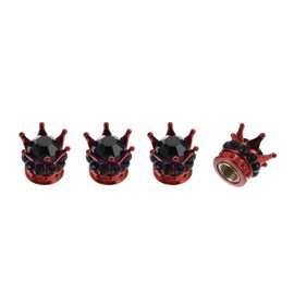 HEROFFIX 4 Pcs Decorative Tire Valve Stem Caps 15mm Tyre Valve Dust Covers for Most Cars Truck Red Black ABS Copper