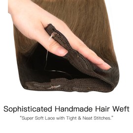 HOTBANANA Wire Hair Extensions, 12 inch 70g Ombre Brown to Dirty Blonde (Warm Tone) Fish Line Hair Extensions Real Human Hair Straight Invisible Wire Hair Extensions Remy Hair Extensions