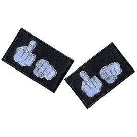 Compatible con calavera con puño de dedo medio, parche divertido táctico, insignia de moral, gancho y bucle, parche bordado, 2 unidades
