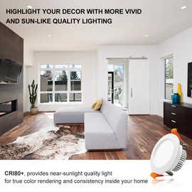 YGS-Tech 3 Inch LED Recessed Lighting Dimmable Downlight, 5W(40W Halogen Equivalent), 5000K Daylight White, CRI80, LED Ceiling Light with LED Driver (4 Pack)