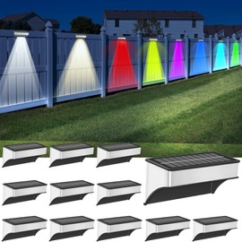 Solar Fence Lights Outdoor 16 Pack, LED Step Lights with 9 Lighting Options, Stainless Steel & IP65 Waterproof, Dusk to Dawn, Solar-Powered Wall Lamps for Outside, Deck, Steps, Patio, Backyard Decor