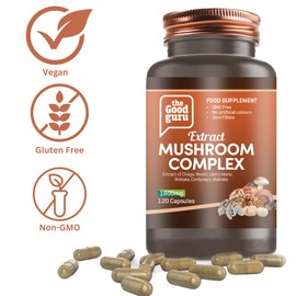 The Good Guru Mushroom Complex Extract Capsule Supplement -1800mg -120 Capsules | Chaga, Reishi, Lion's Mane, Shiitake, Cordyceps | Mushrooms Supplement Capsules