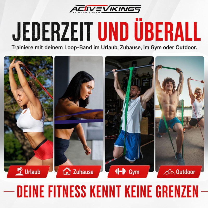 ActiveVikings® Pull-Up Fitness Bands Perfect for Muscle Building and Crossfit