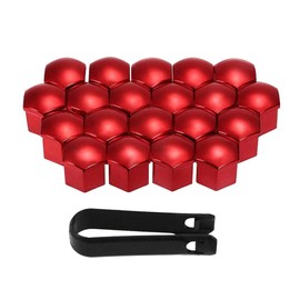 Shiwaki 20pcs 21mm Nut Caps with Removal Tool Wheel Nut Cover, Red