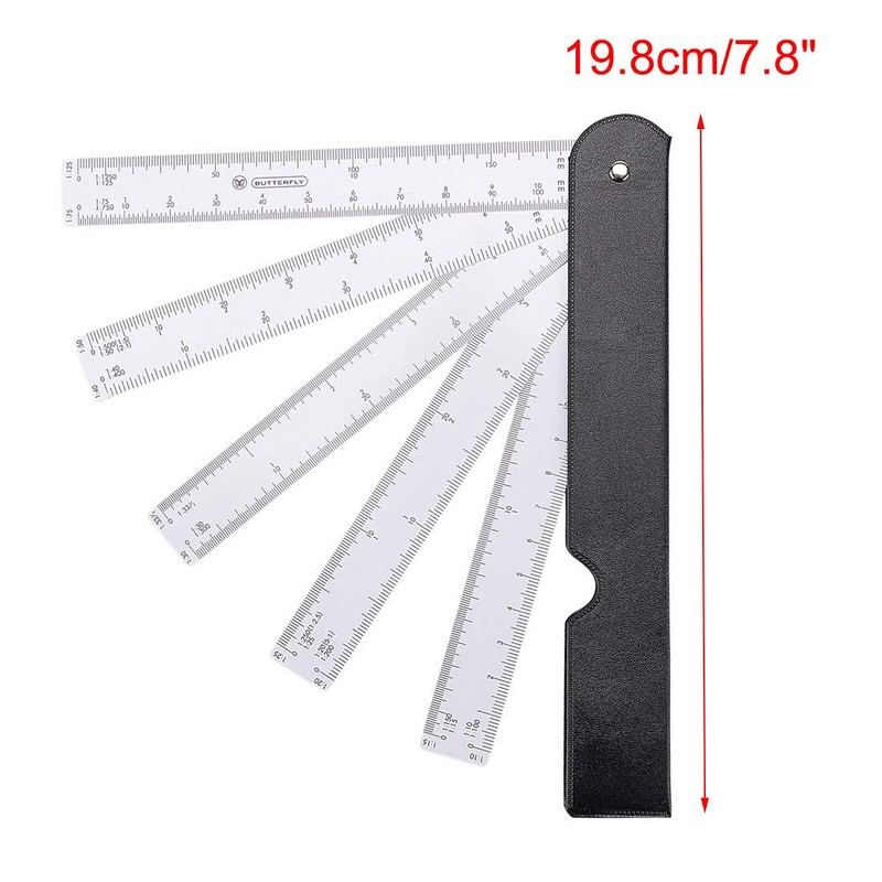 Sourcingmap 1 Piece Fan Scale Ruler Plastic Foldable Metric Scale