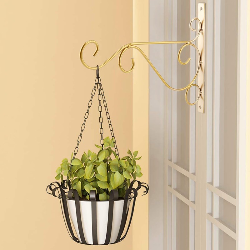 Hanging Plant Bracket 9.8inch, Gold Plant Hooks Plant Hanger Bracket