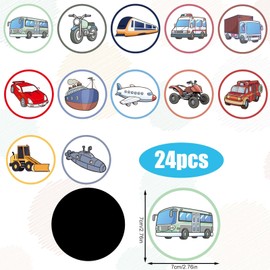 24pcs Potty Training Seat Magic Sticker, Reusable Potty Training Stickers Potty Targets Stickers Training Toilet Target Stickers Color Changing Pee Stickers for Boys Kids (Transportation)