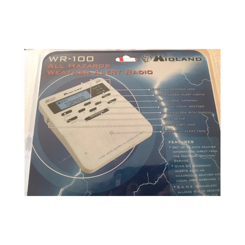 Midland Emergency Weather Alert Radio w/ Alarm Clock NOAA Trilingual