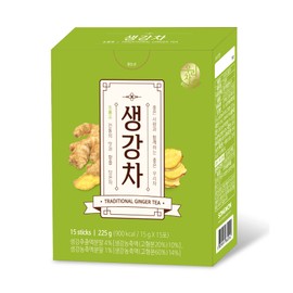 Songwon Traditional Ginger Tea, 15g x 15 Tea Sticks (1 Pack)