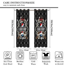 Barber Shop Company Blackout Curtains for Bedroom,Abstract Modern Beauty Salon 3D Printed Room Darkening Window Curtains with Grommets - 2 Panels 63L x 21W