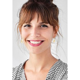 SOFIA MILANI - Women's Earrings 925 Silver with Zirconia Stones - Leaf Earrings, Yellow Gold, Zircon