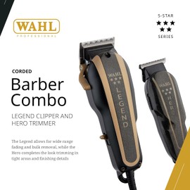 Wahl - Combo profesional de peluquero 5 estrellas, modelo número 8180, negro/marrón para hombre, kit de 1 pieza