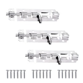 3 Set Door Bolt Lock Bolt Barrel Sliding Latch Lock Black Heavy Duty Latch for Bathroom Toilet Shed Door Furniture Pet Gate with Screws(Stainless Steel Silver 4 Inch)